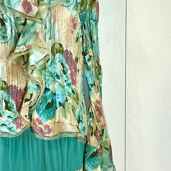 VINTAGE‎ Ladies XL Cottage BOHO Bell Sleeve Watercolor Floral Blouse w/ M Skirt - Picture 16 of 16